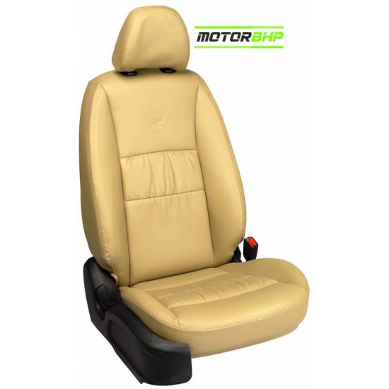 Motorbhp Leatherette Seat Covers Custom Bucket Fit Alpha Beige (Design 2)