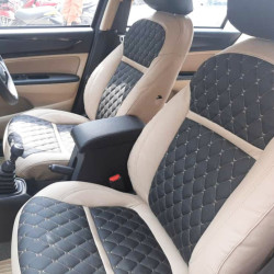 Motorbhp Soft Fabric Seat Covers Custom Bucket Fit Beige with Black (Design 3) Motorbhp Soft Fabric Seat Covers Custom Bucket Fit Beige with Black (Design 3)