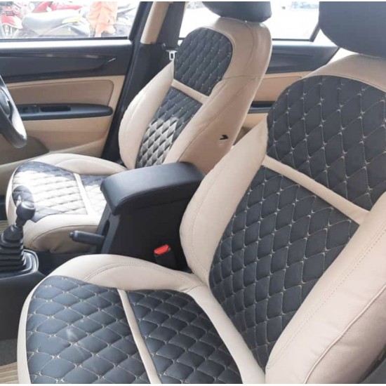 Motorbhp Soft Fabric Seat Covers Custom Bucket Fit Beige with Black (Design 3) Motorbhp Soft Fabric Seat Covers Custom Bucket Fit Beige with Black (Design 3)