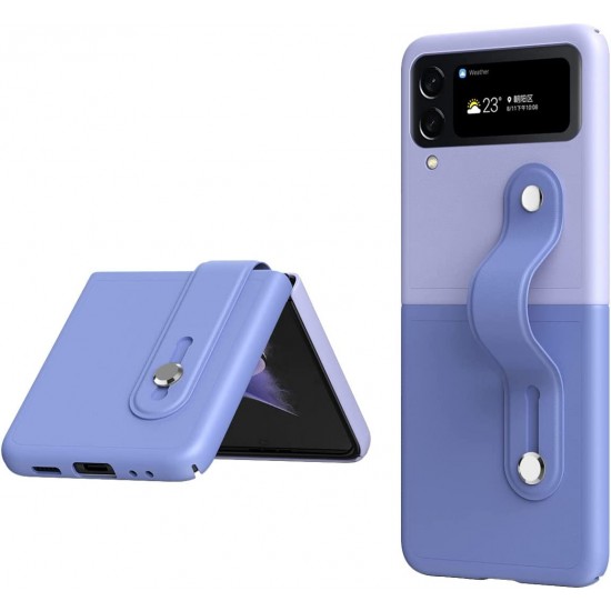 Galaxy Z Flip 4 Premium Leather Cover Sky Blue + Light Purple