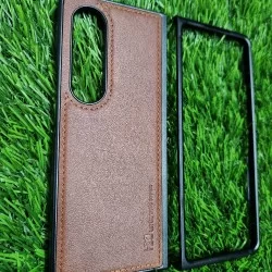 Genuine Leather Case For Samsung Galaxy Z Fold 4 - Brown