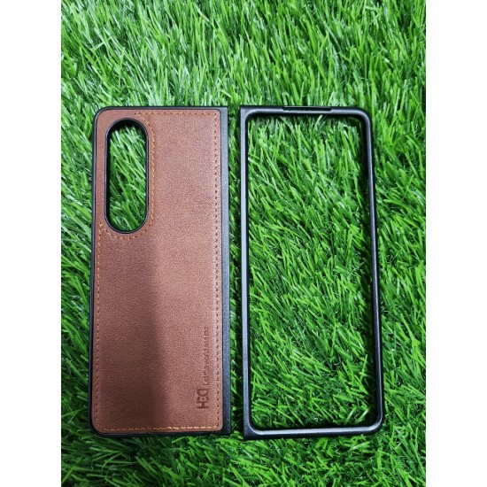 Genuine Leather Case For Samsung Galaxy Z Fold 4 - Brown