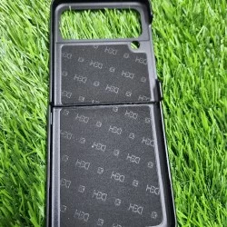 Genuine Leather Case For Samsung Galaxy Z Flip 4 - Brown With Strips