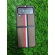 Genuine Leather Case For Samsung Galaxy Z Flip 4 - Brown With Strips