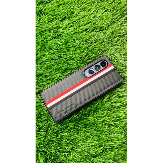 Genuine Leather Case For Samsung Galaxy Z Fold 4 - Black With Strips Genuine Leather Case For Samsung Galaxy Z Fold 4 - Black With Strips
