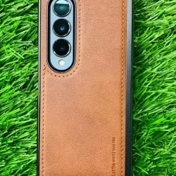 Genuine Leather Case For Samsung Galaxy Z Fold 4 - Brown