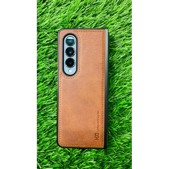 Genuine Leather Case For Samsung Galaxy Z Fold 4 - Brown