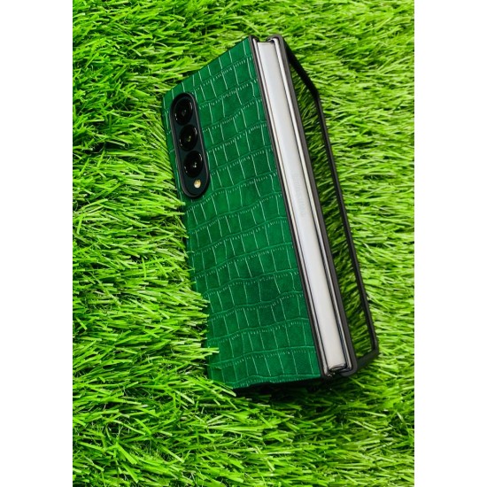 Green Crocodile Texture Leather Case For Samsung Galaxy Z Fold 4
