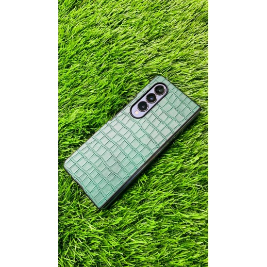 Green Crocodile Texture Leather Case For Samsung Galaxy Z Fold 4 Green Crocodile Texture Leather Case For Samsung Galaxy Z Fold 4