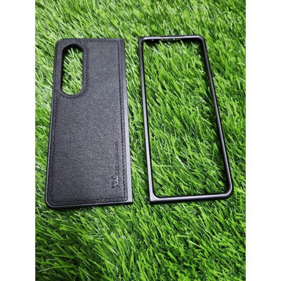 Genuine Leather Case For Samsung Galaxy Z Fold 4 - Black