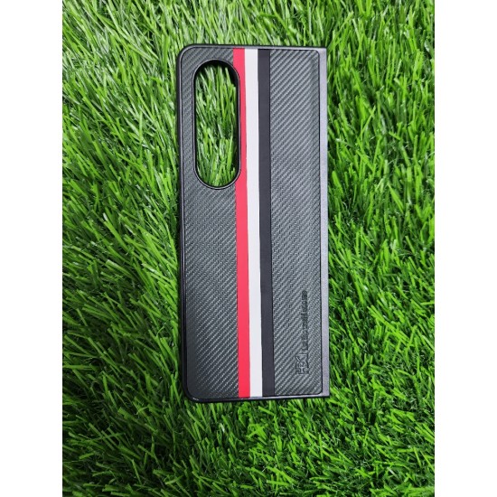 Genuine Leather Case For Samsung Galaxy Z Fold 4 - Black With Strips