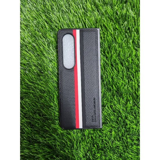 Genuine Leather Case For Samsung Galaxy Z Fold 4 - Black With Strips Genuine Leather Case For Samsung Galaxy Z Fold 4 - Black With Strips