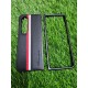 Genuine Leather Case For Samsung Galaxy Z Fold 4 - Black With Strips