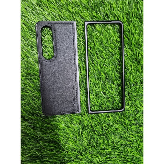 Genuine Leather Case For Samsung Galaxy Z Fold 4 - Black