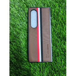 Genuine Leather Case For Samsung Galaxy Z Fold 4 - Brown With strips