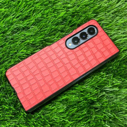 Red Crocodile Texture Leather Case For Samsung Galaxy Z Fold 4 Red Crocodile Texture Leather Case For Samsung Galaxy Z Fold 4