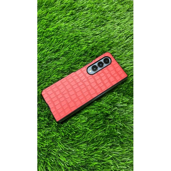 Red Crocodile Texture Leather Case For Samsung Galaxy Z Fold 4