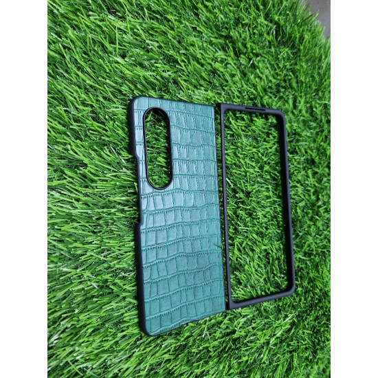 Green Crocodile Texture Leather Case For Samsung Galaxy Z Fold 4