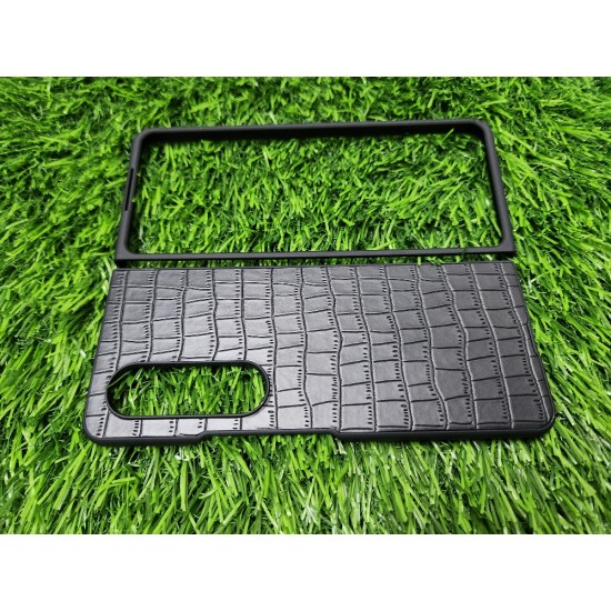 Black Crocodile Texture Leather Case For Samsung Galaxy Z Fold 4 Black Crocodile Texture Leather Case For Samsung Galaxy Z Fold 4