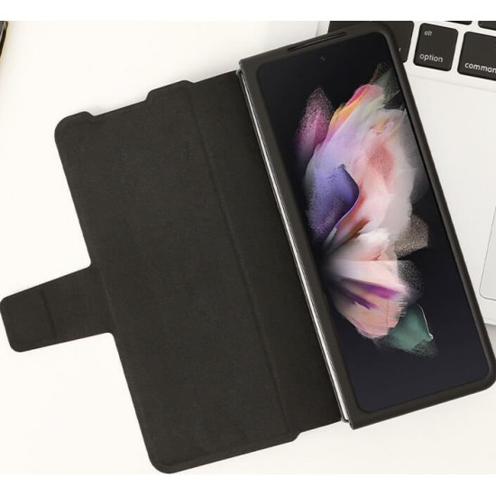 Genuine Leather Case For Samsung Galaxy Z Fold 4 - Black