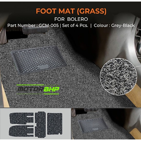 Mahindra Bolero Foot Mats (Grass) (2020-Onwards) Black