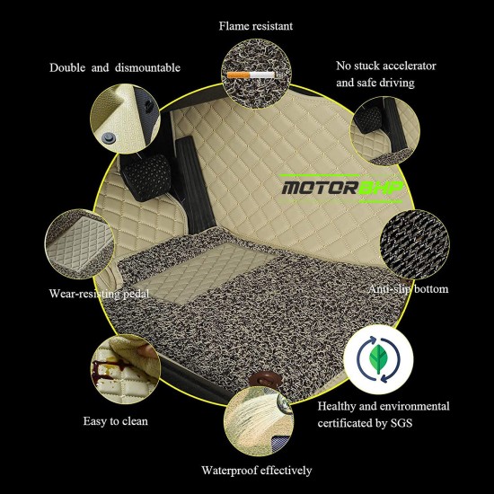 7D Car Floor Mat Beige - Skoda Rapid New by Motorbhp