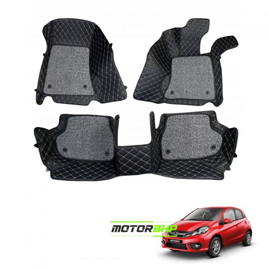 7D Car Floor Mat Black - Honda Brio by Motorbhp