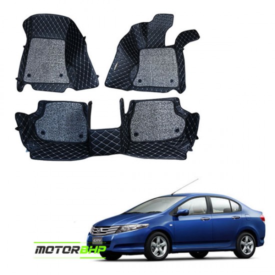 7D Car Floor Mat Black - Honda City 2009-2013 iVtec by Motorbhp