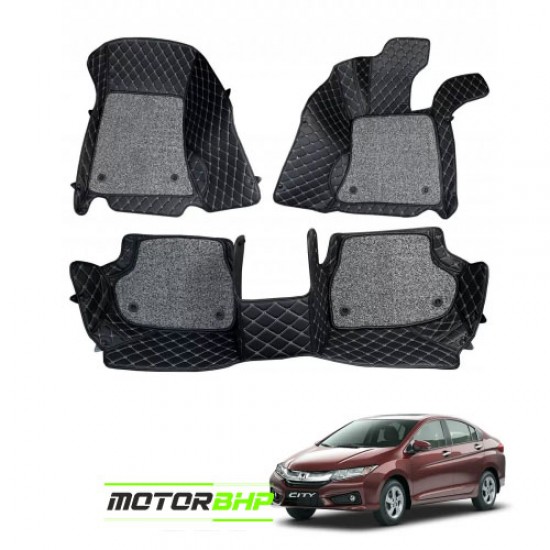 7D Car Floor Mat Black - Honda City 2014 iDtec by Motorbhp