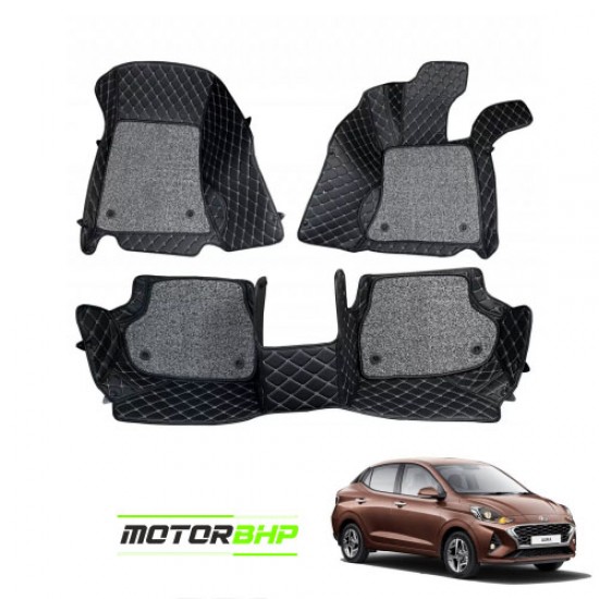 7D Car Floor Mat Black - Hyundai Aura by Motorbhp