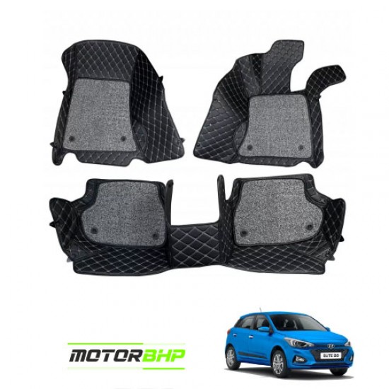 7D Car Floor Mat Black - Hyundai Elite i20 (2018 Onwards) by Motorbhp