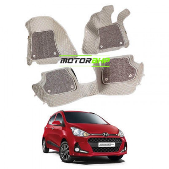 7D Car Floor Mat Beige - Hyundai Grand i10 by Motorbhp