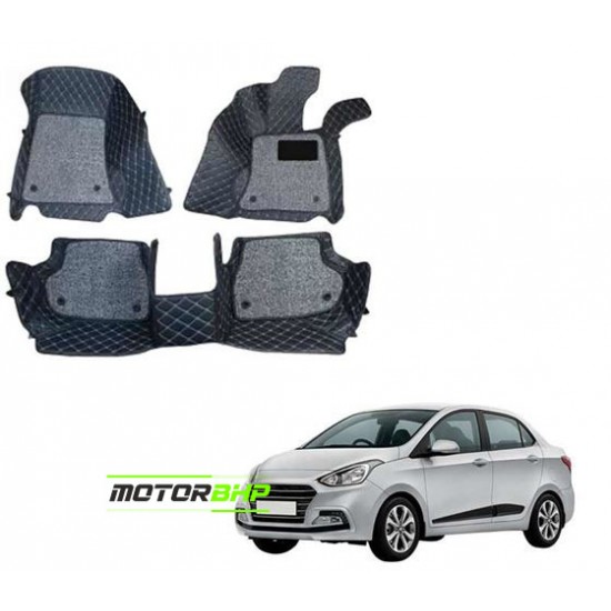 7D Car Floor Mat Black - Hyundai Xcent by Motorbhp