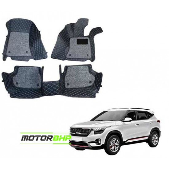 7D Car Floor Mat Black - Kia Seltos by Motorbhp