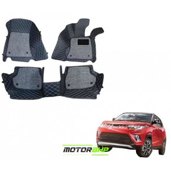 7D Car Floor Mat Black - Mahindra KUV100 by Motorbhp