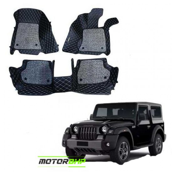 7D Car Floor Mat Black - Mahindra New Thar 2020 by Motorbhp