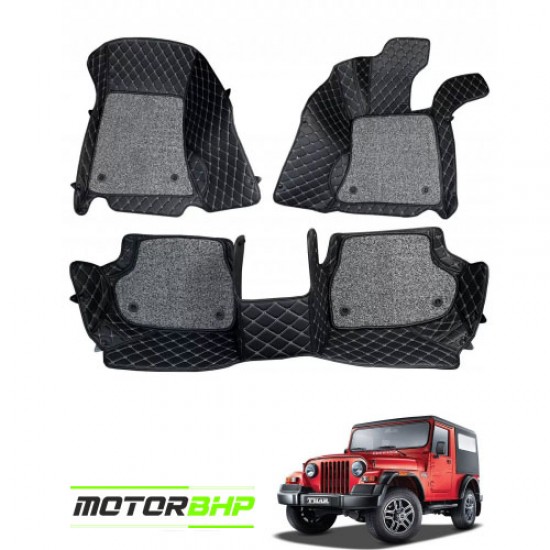 7D Car Floor Mat Black - Mahindra Thar 2010 by Motorbhp