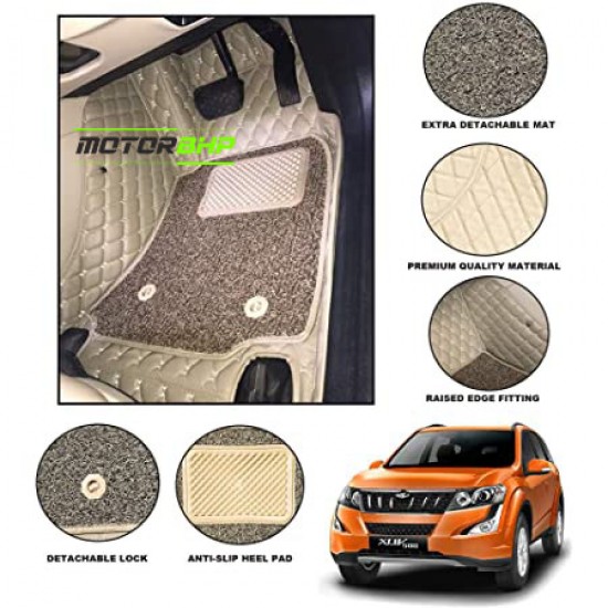 7D Car Floor Mat Beige - Mahindra XUV500 (2018 Onwards) by Motorbhp