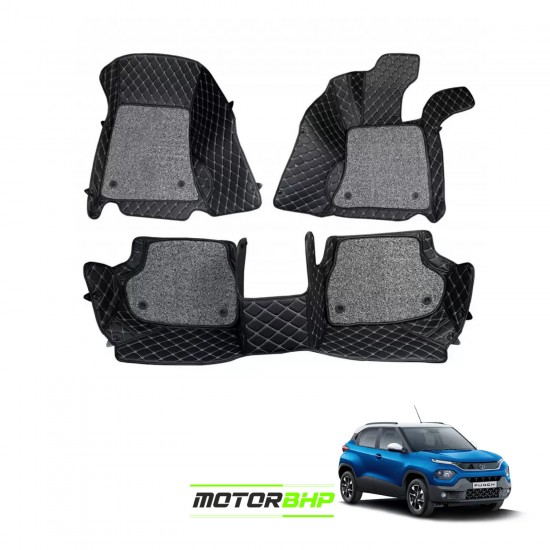 7D Car Floor Mat Black - Tata Punch by Motorbhp