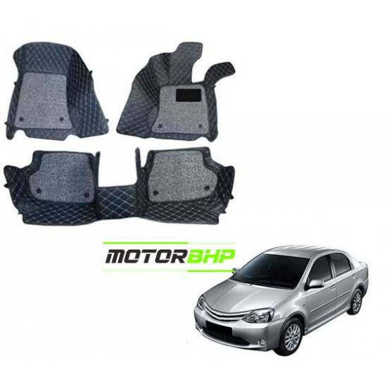 7D Car Floor Mat Black - Toyota Etios by Motorbhp