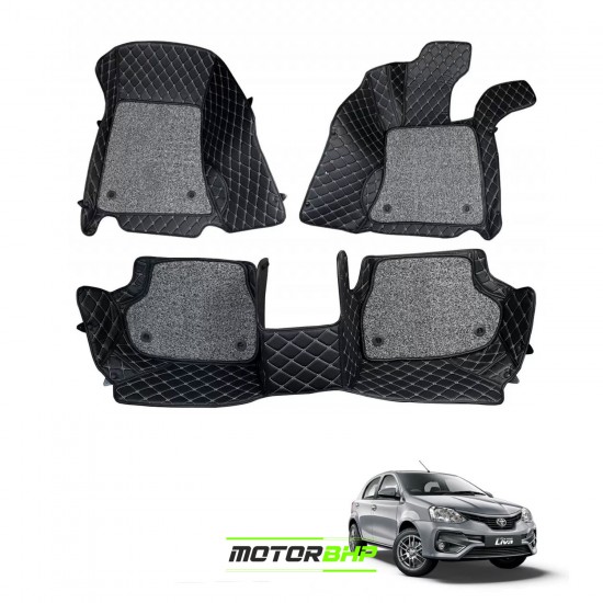 7D Car Floor Mat Black - Toyota Etios Liva by Motorbhp