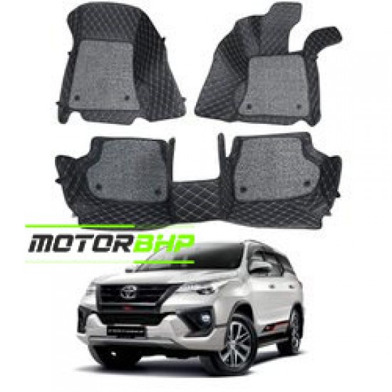 7D Car Floor Mat Black - Toyota Fortuner by Motorbhp