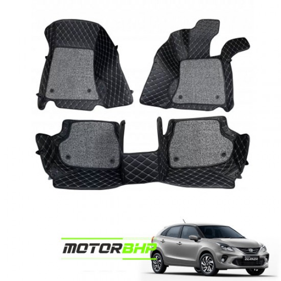 7D Car Floor Mat Black - Toyota Glanza by Motorbhp