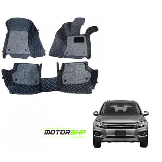 7D Car Floor Mat Black - Volkswagen Tiguan by Motorbhp