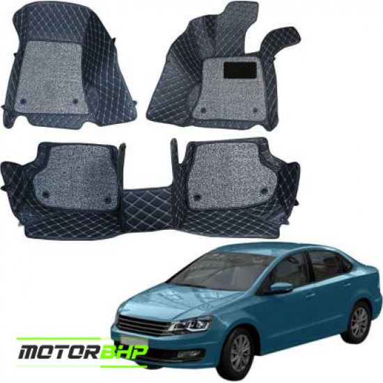 7D Car Floor Mat Black - Volkswagen Vento by Motorbhp