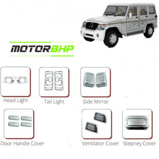 Mahindra Bolero (2007 Onwards) Chrome Accessories Combo Kit (Set of 8 items)