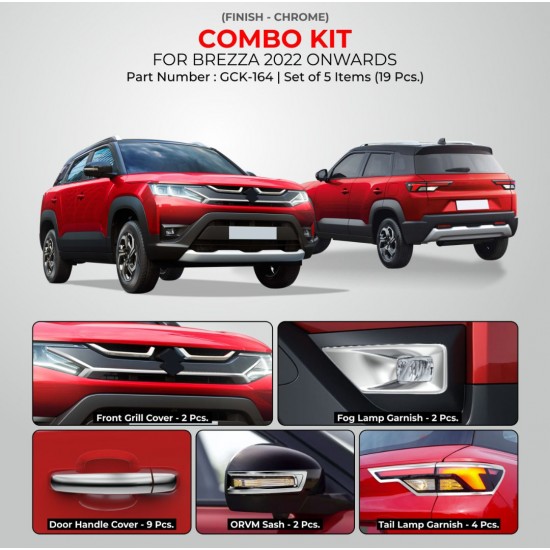 Maruti Suzuki Brezza Chrome Accessories Combo Kit (Set of 5 items) (2022-Onwards)