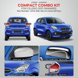 Maruti Suzuki Celerio Chrome Accessories Combo Kit  (Set of 4 items) (2021-Onwards)  Maruti Suzuki Celerio Chrome Accessories Combo Kit  (Set of 4 items) (2021-Onwards)