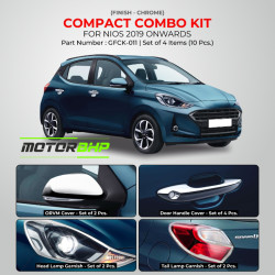 Hyundai i10 Grand Nios (2019 Onwards) Black Chrome Accessories Combo Kit  Set Of 4pcs Hyundai i10 Grand Nios (2019 Onwards) Black Chrome Accessories Combo Kit  Set Of 4pcs