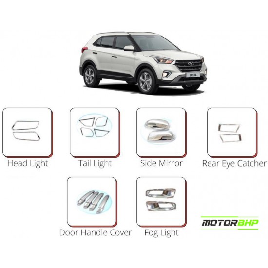 Hyundai Creta (2015 Onwards) Chrome Accessories Combo Kit  (Set of 7 items) 
